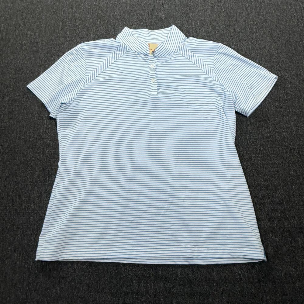 Vintage Y2k Sport Haley Blue White Pinstripe Women's Short Sleeve Golf Polo M